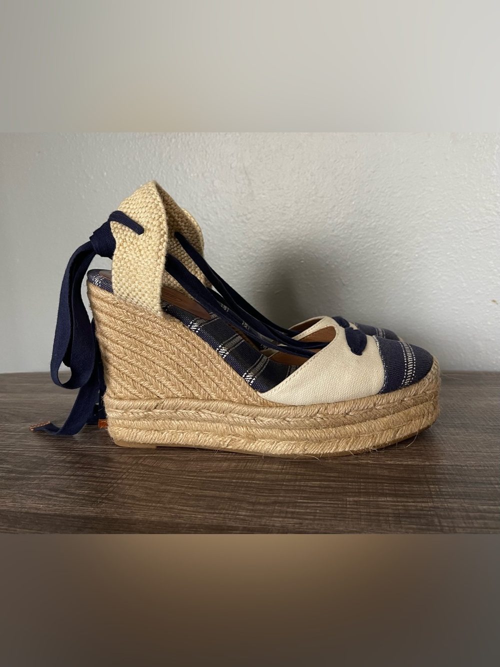 Coach Fern Ankle-tie Espadrille Wedge Sandals